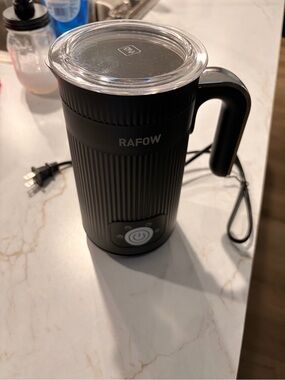 RAFOW Electric Milk Frother — Black with Clear Lid